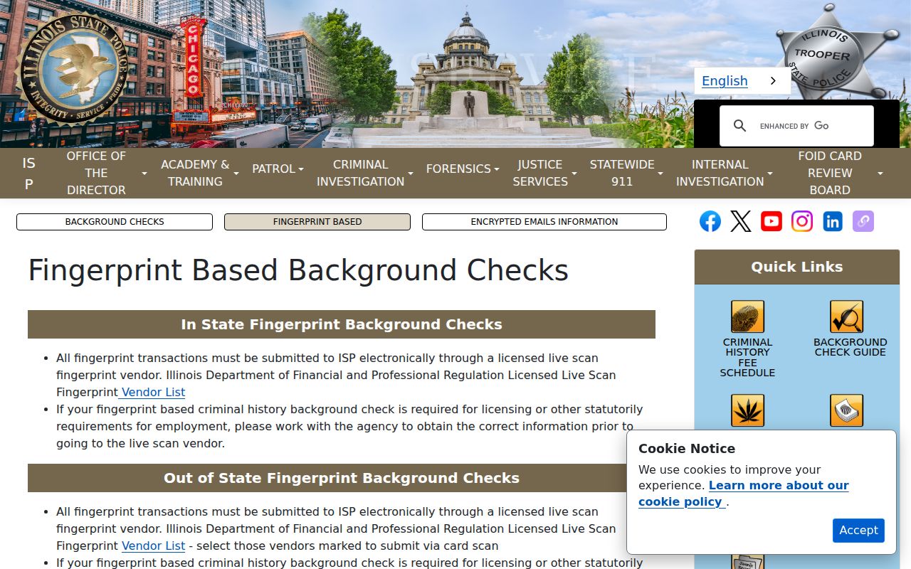 Bethany criminal record fingerprint check through Illinois State Police
