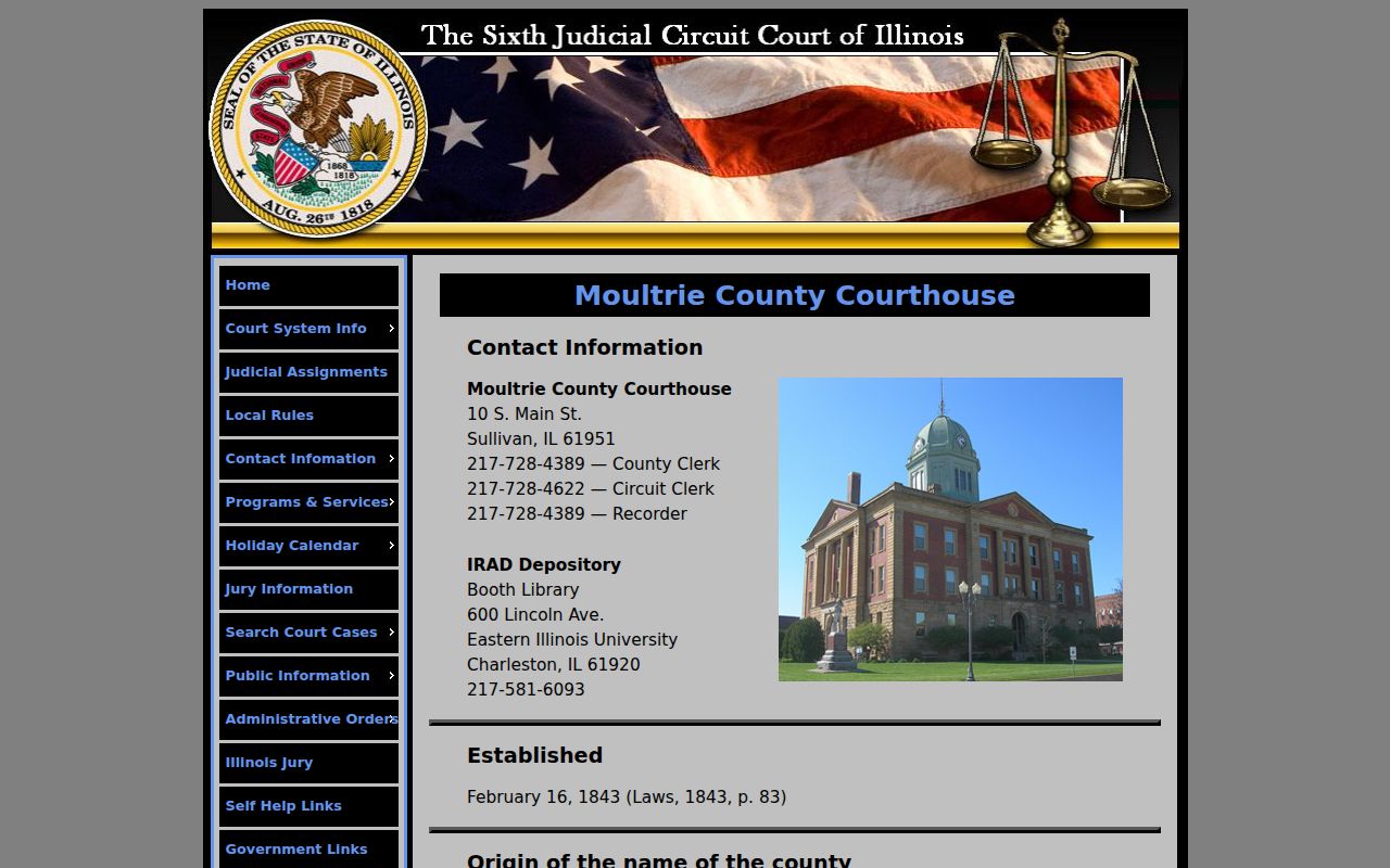 Moultrie County Court Case Lookup Sixth Judicial Circuit
